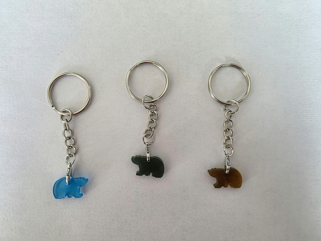 Porte-clé animal en résine — Tête de loup — silhouette A — Bleu