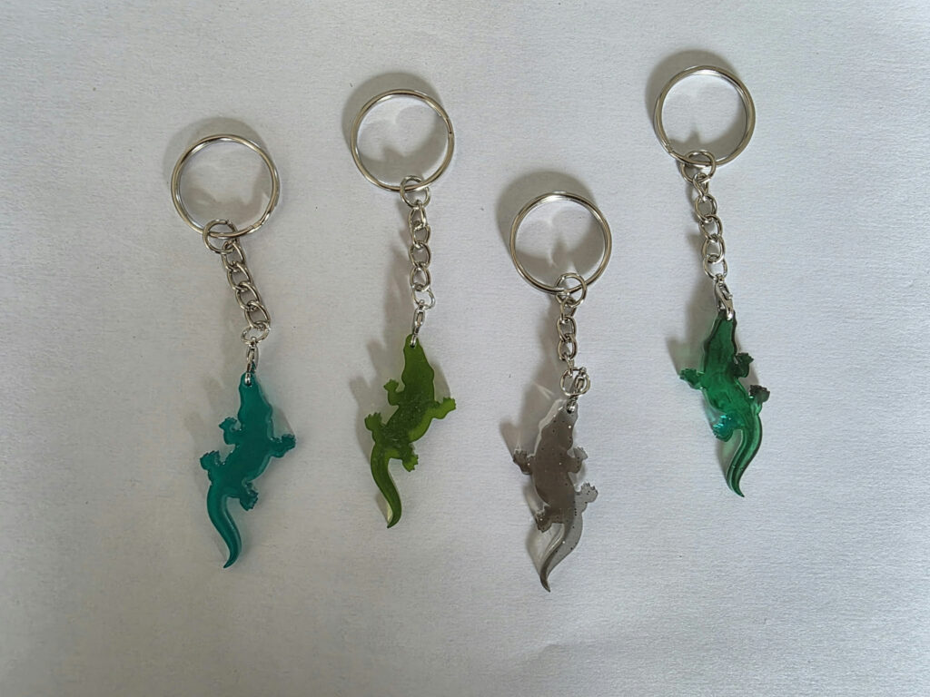 Porte-clé animal en résine — Crocodile — Turquoise
