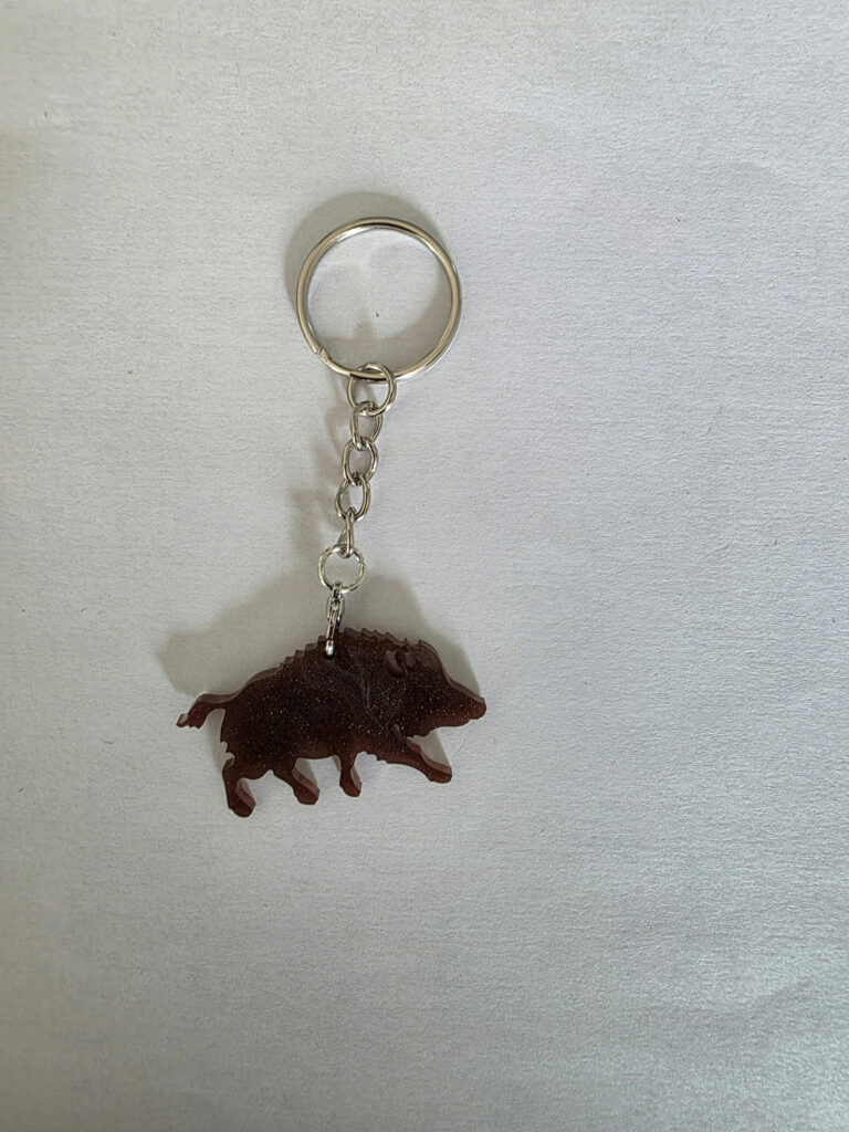 Porte-clé animal en résine — Sanglier
