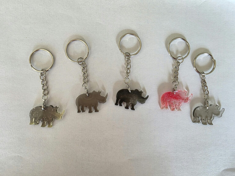 Porte-clé animal en résine — Rhinocéros