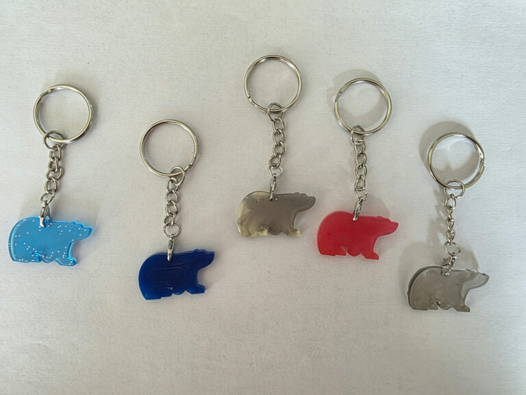 Porte-clé animal en résine — Tête de loup — silhouette B
